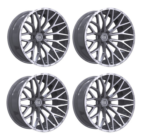 Set 4 20" TIS 566BSM Gloss Silver w/ Brushed Face 20x9 Wheels 6x5.5 Rims 18mm
