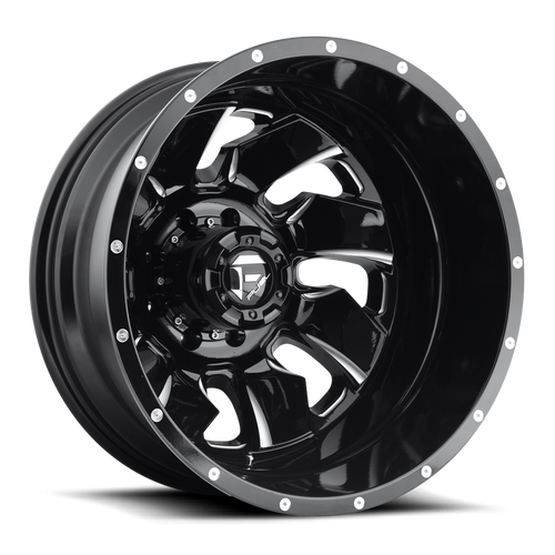 20" Fuel 1PC D574 Cleaver 20x8.25 8x210 Gloss Black Milled Wheel -195mm Rim