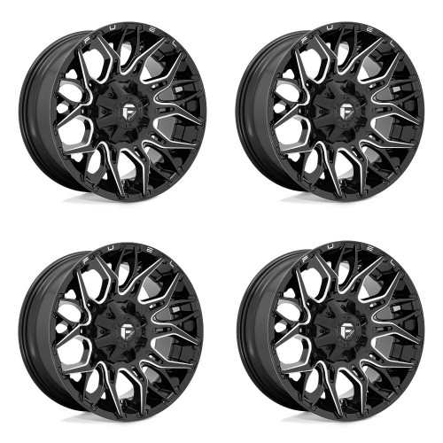 Set 4 Fuel D769 Twitch 20x9 8x6.5 Glossy Black Milled Wheels 20" 1mm Rims