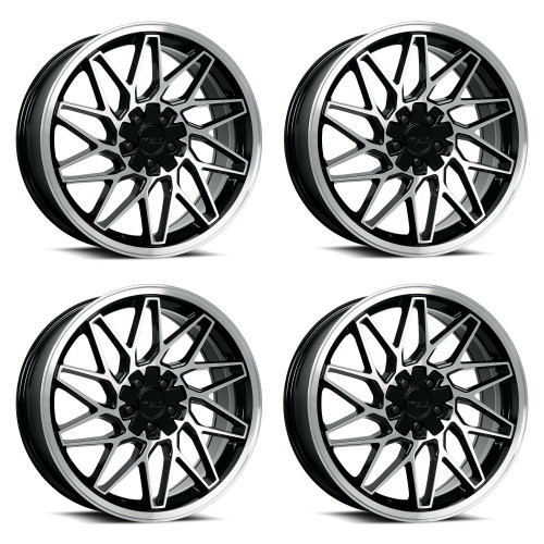 Set 4 18" Katana Wheels KR09 18x8 5x100 5x4.5 40mm Glossy Black Machined Rims