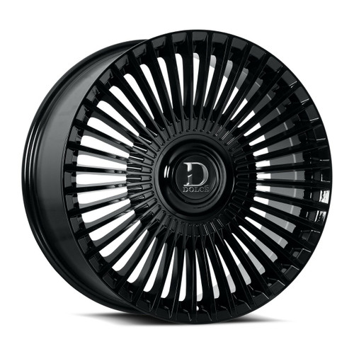 Set 4 22" Dolce Trento 22x9 5x112 5x4.5 35mm Glossy Black Floating Cap Wheels