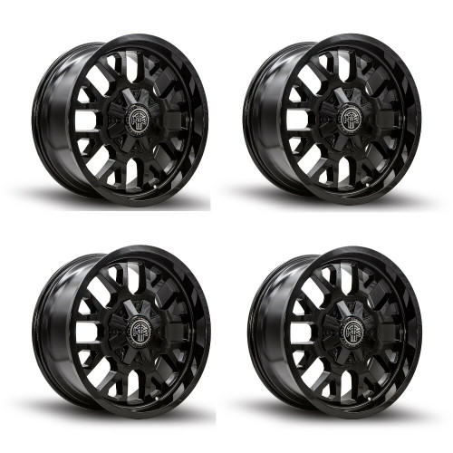 Set 4 20" Thret Offroad Attitude 802 Gloss Black 20x9 Wheels 5x5 5x5.5 18mm Rim