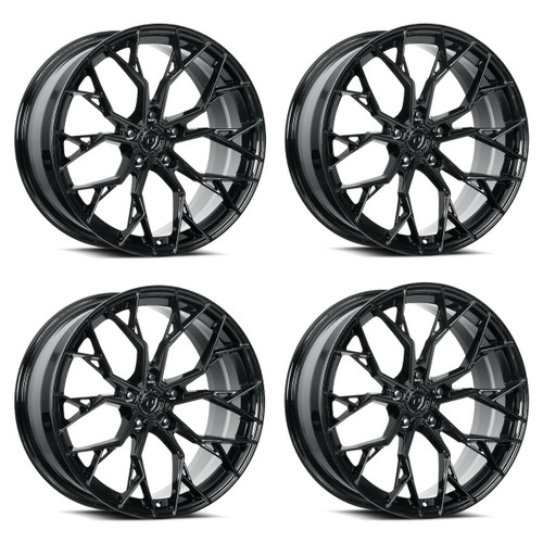 Set 4 20" Dolce Performance Aria 20x8.5 5x120 28mm Wheels Gloss Black Rims