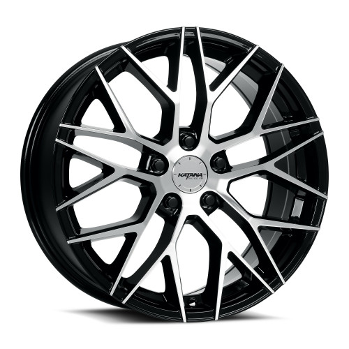 Set 4 18" Katana Wheels KR01 18x8 5x100 40mm Glossy Black Machined Face Rims