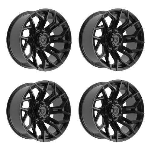 Set 4 20" Gear Off Road 776B Flair Gloss Black 20x9 Wheels 8x180 0mm Truck Rims
