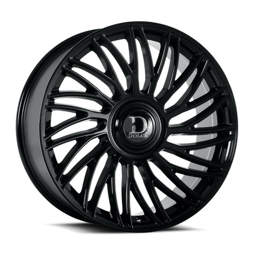 Set 4 24" Dolce Sesto 24x10 6x135 6x5.5 25mm Glossy Black Floating Cap Wheels