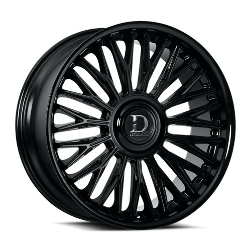 Set 4 22" Dolce Lusso 22x9.5 6x135 6x5.5 18mm Glossy Black Floating Cap Wheels