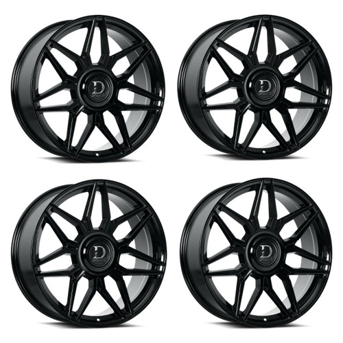 Set 4 24" Dolce Verona 24x10 6x135 6x5.5 25mm Glossy Black Floating Cap Wheels