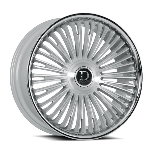 Set 4 24" Dolce Razzo 24x10 6x135 6x5.5 25mm Sliver Brush Face Floating Cap Rims