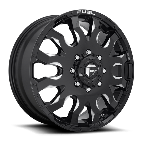 20" Fuel D673 Blitz 20x8.25 8x6.5 Gloss Black Milled 105mm Front Dually Wheel