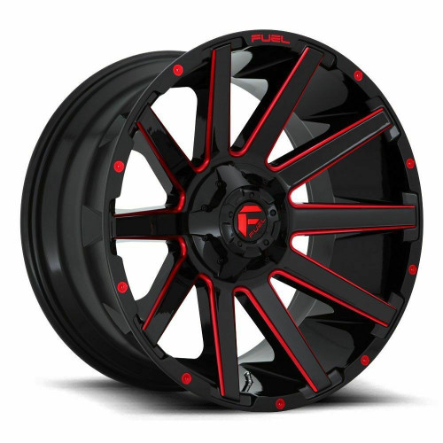 20" Fuel D643 Contra 20x10 5x4.5 5x5 -18mm Gloss Black Red Tinted Clear Wheel