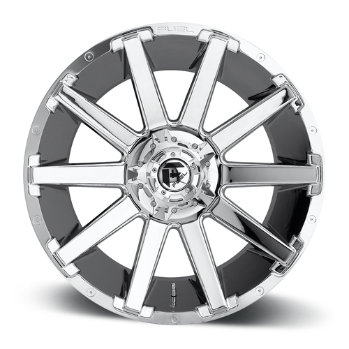 18" Fuel 1PC D614 Contra 18x9 6x135 6x5.5 Chrome Plated Wheel -12mm Lifted Rim