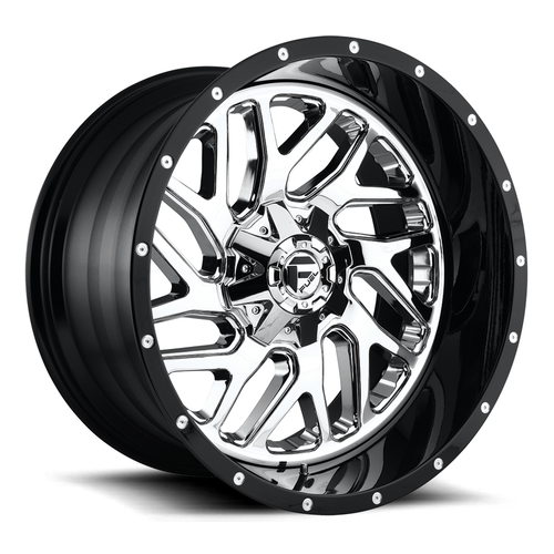 Fuel 2PC D211 Triton 20x10 8x6.5 Chrome Plated Gloss Black Lip Wheel 20" -19mm