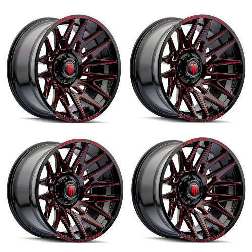 Set 4 22" American Truxx Evolution Gloss Black Prizm Red 22x12 6x5.5  Rims -44mm