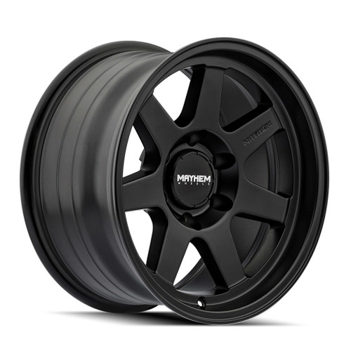 17" Mayhem Convoy Satin Black 17x9 Wheel 6x5.5 Lifted For Chevy GMC Ram Rim -6mm