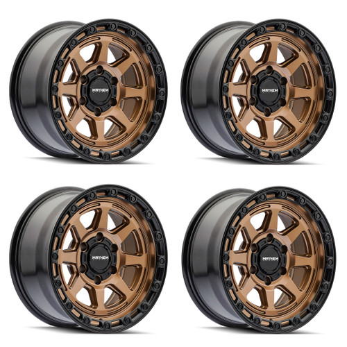 Set 4 17" Mayhem Ridgeline 17x8.5 6x5.5 -6mm Satin Bronze Lifted Truck SUV Rims