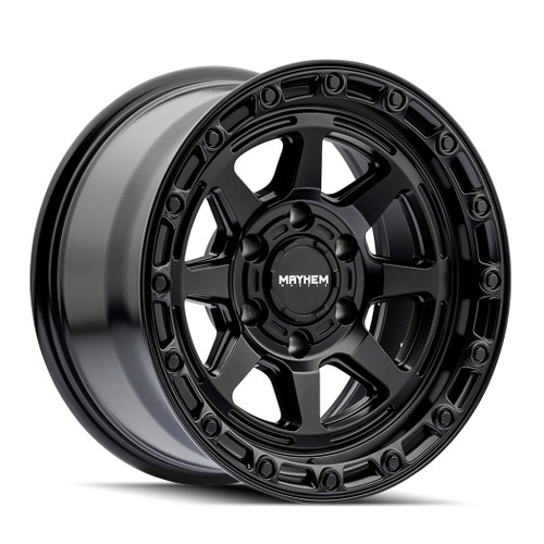 Set 4 17" Mayhem Ridgeline Satin Black 17x8.5 Wheels 6x135 Lifted Rims -6mm