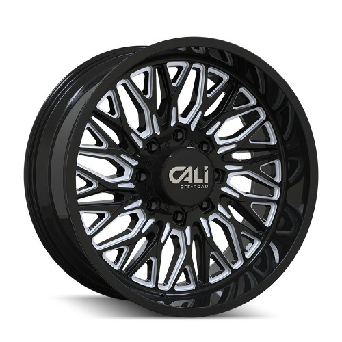 22" Cali Off-Road Crusher Gloss Black Milled 22x10 Wheel 8x6.5 Lifted Rim -19mm