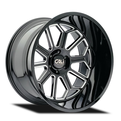 Set 4 22" Cali Off-Road Auburn Gloss Black Milled 22x12 Wheels 6x5.5 -51mm Rims