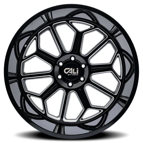 Cali Off-Road Auburn 22x12 8x6.5 -51mm Gloss Black Milled Wheel 9117-22281BM Rim