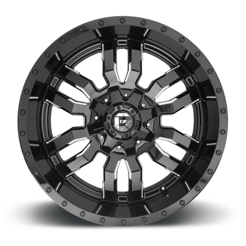 18" Fuel D595 Sledge 18x9 6x135 6x5.5 Gloss Black Milled Wheel -12mm Offroad Rim