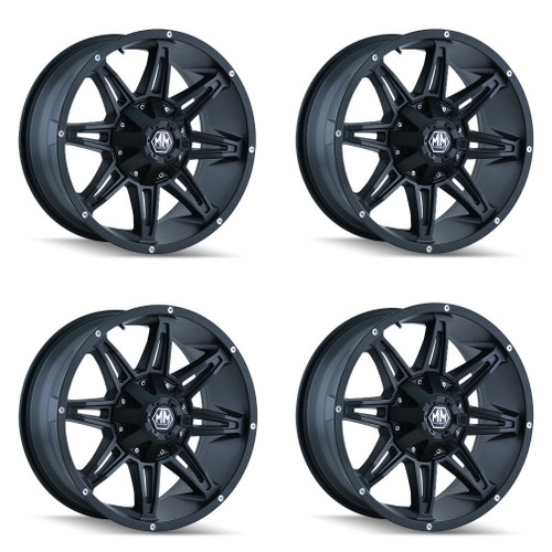 Set 4 20" Mayhem Rampage Matte Black 20x9 Wheels 8x170 18mm For Ford Truck Rims
