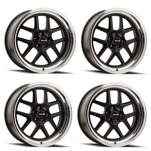 Set 4 17" Ridler 610 Matte Black Polished Lip 17x7 Wheels 5x4.5 Rims 0mm