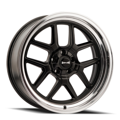 20" Ridler 610 Matte Black Polished Lip 20x10 Wheel 5x4.5 Rim 0mm