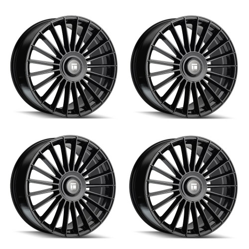 Set 4 22" Touren TR10 Gloss Black 22x9 6x135 6x5.5 20mm Wheels w Floating Caps
