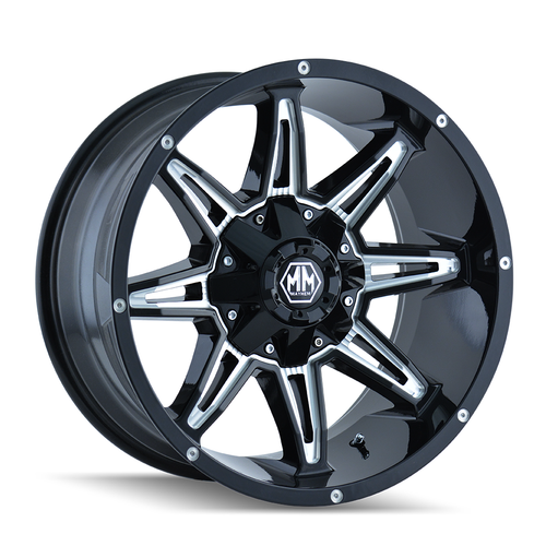 18" Mayhem Rampage Black Milled 18x9 Wheel 8x6.5 -12mm For Chevy GMC Ram Ford