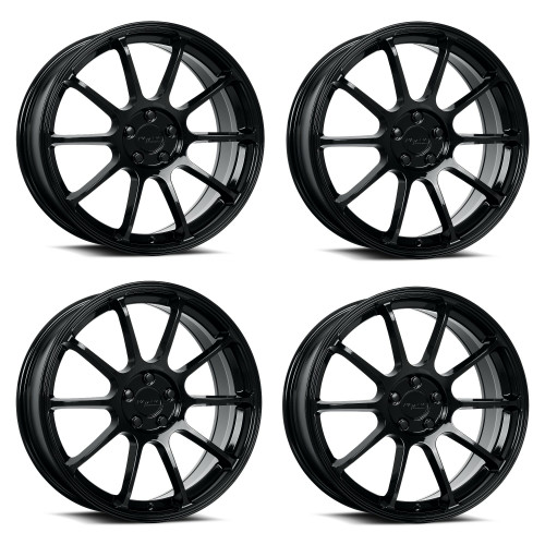 Set 4 17" Katana Wheels KR07 17x7.5 5x4.5 40mm Glossy Black Racing Rims