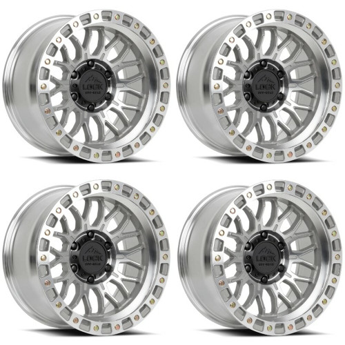 Set 4 17" Lock Offroad Combat Machine Clear Coat 17x9 Wheels 6x5.5 Truck Rims Set 4 17" Lock Offroad Combat Machine Clear Coat 17x9 Wheels 6x5.5 Truck Rims