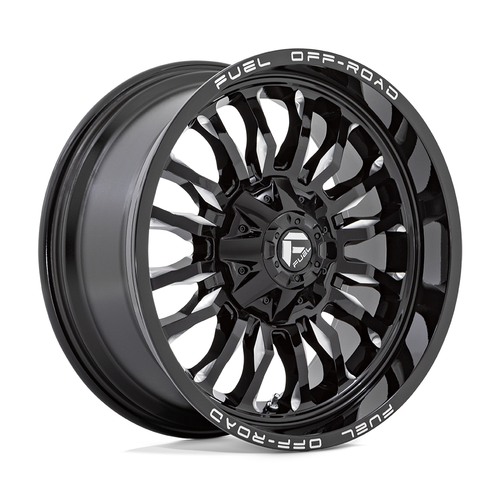 22" Fuel 1PC D795 Arc 22x10 8x180 Gloss Black Milled Wheel -18mm For Chevy GMC