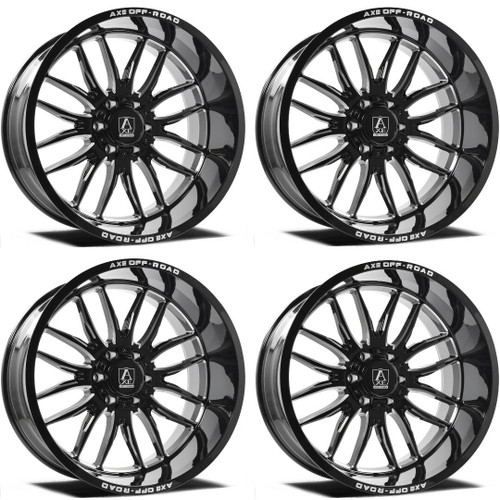 Set 4 24" Axe Wheels Hades Gloss Black Milled 24x12 Wheels 8x170 -44mm Rims
