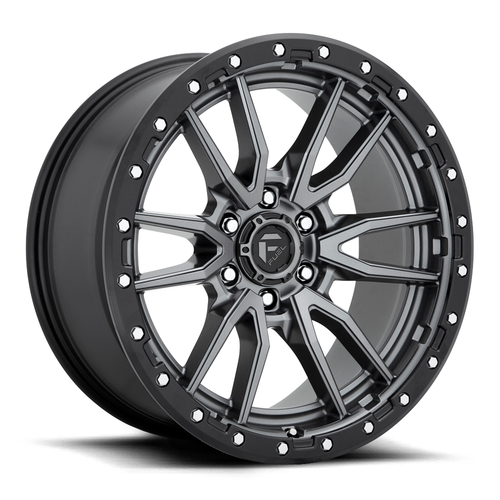 17" Fuel D680 Rebel 17x9 6x135 Matte Gunmetal Black Bead Ring Lifted Wheel -12mm Offroad Truck SUV Rim