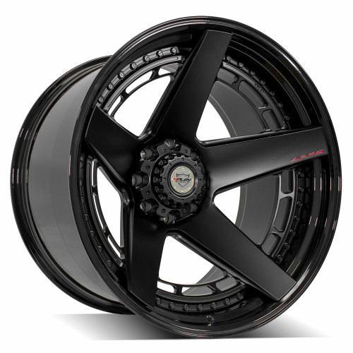 24" 4PLAY 4PF5 Matte Black Center Gloss Black Barrel 24x14 Wheel 8x170 -76mm Rim