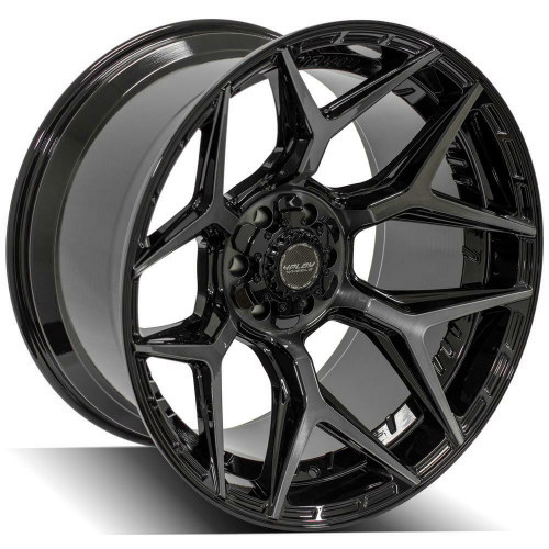 20" 4PLAY 4P06 Black Brushed Face & Tinted Clear 20x10 Wheel 5x5 5x5.5 -18mm Rim
