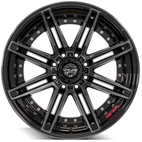 20" 4PLAY 4P08 20x10 8x170 -24mm Gloss Black Brushed Face & Tinted Clear Wheel