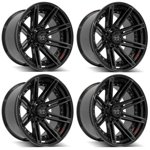 Set 4 20" 4PLAY 4P08 Black Brushed Face & Tinted Clear 20x10 Wheels 8x180 -24mm