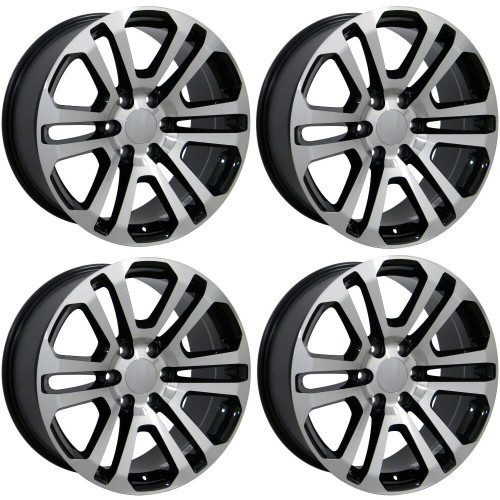 Set 4 20" OE Wheels CV99 Black Machined 20x9 Wheels 6x5.5 Rim 31mm For Chevy GMC