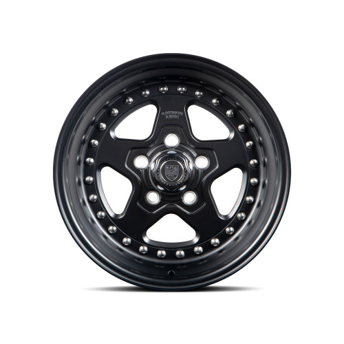 15" Center Line Telstar 2.0 Satin Black Center Black Lip 15x7 Wheel 5x4.5 -06mm