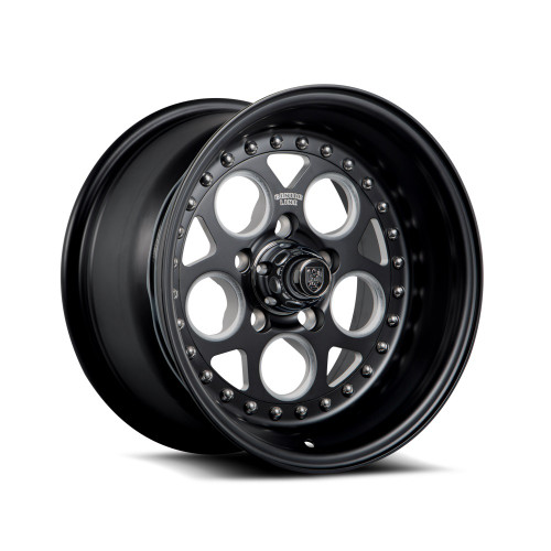Set 4 15" Center Line Rev 2.0 Satin Black Center Milled Windows 15x7 5x4.5 -06mm