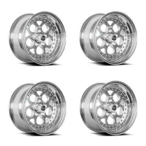 Set 4 15" Center Line Rev 2.0 Polish Center Polished Lip 15x8 Wheels 5x4.75 00mm