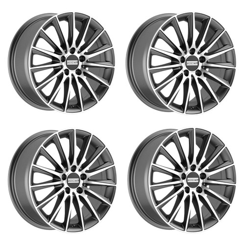 Set 4 19" Fondmetal Aidon Gloss Titanium Machined 19x9 Wheels 5x112 44mm Rims