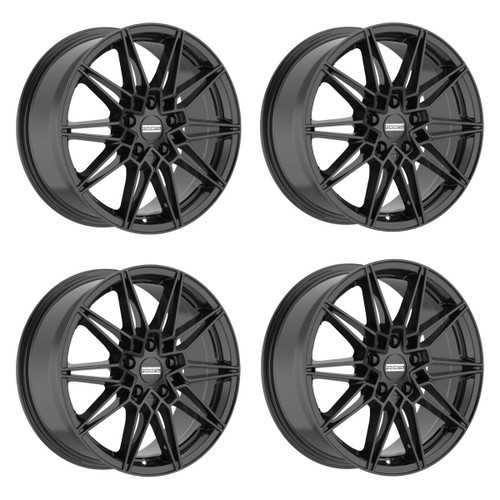 Set 4 20" Fondmetal Thoe Gloss Black 20x8 Wheels 5x112 26mm Rims