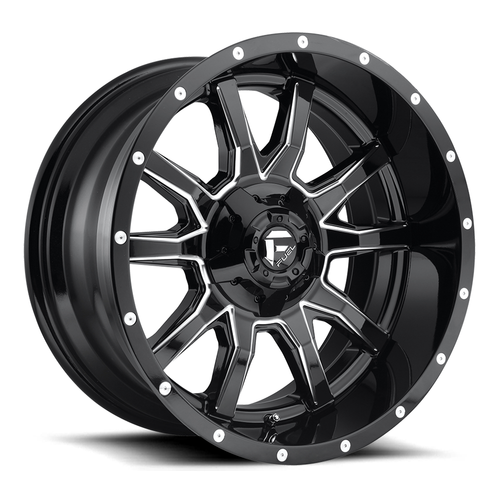 20" Fuel D627 Vandal 20x10 5x4.5 5x5 -18mm Wheel Gloss Black Milled Lifted Rim