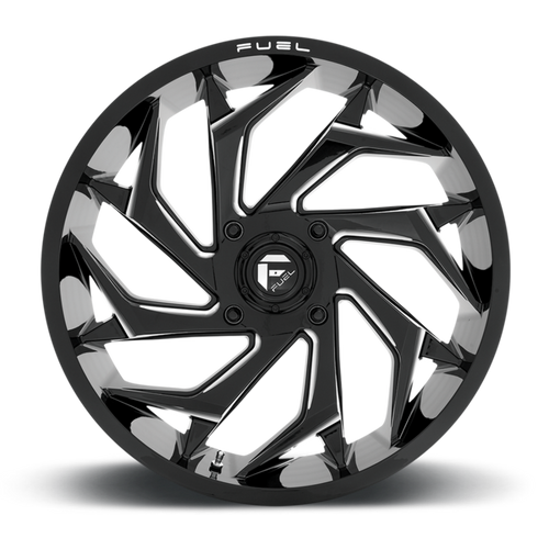 Fuel UTV D753 Reaction 22x7 4x137 Gloss Black Milled Wheel 22" 13mm Rim