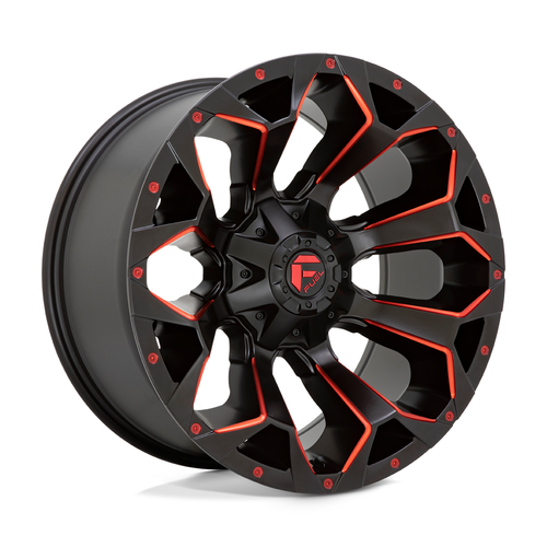 22" Fuel D787 Assault 22x10 5x4.5 5x5 Matte Black Red Milled -18mm Truck Wheel