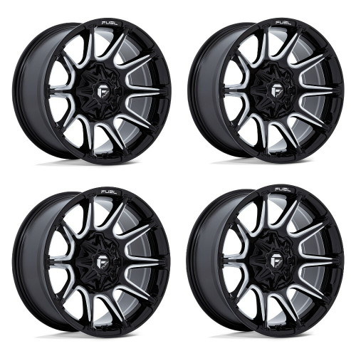 Set 4 22" Fuel 1PC FC880 Super C Gloss Black Milled 22x10 Wheels 8x180 10mm Rims