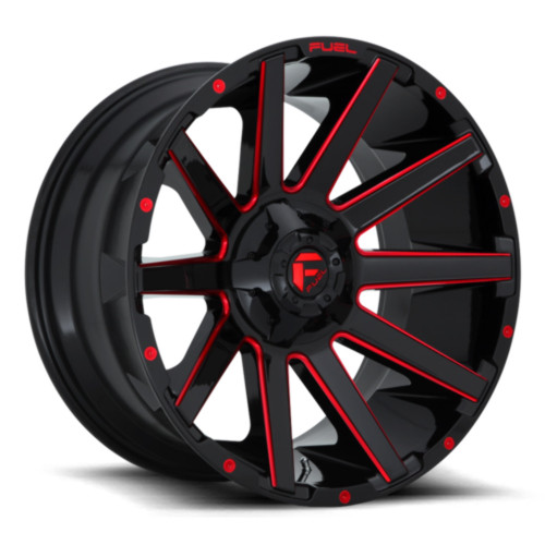 18" Fuel D643 Contra 18x9 6x135 6x5.5 -12mm Gloss Black Red Tinted Clear Wheel